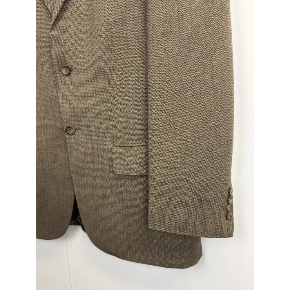 Geoffrey‎ Beene Men's Size 40R Brown Herringbone Wool Blazer Sports Coat Made